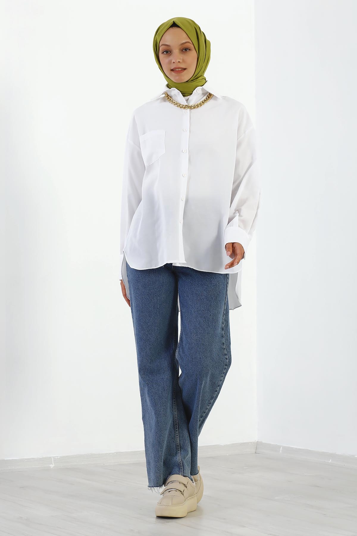 Zincirli Gömlek Tek Msr - Beyaz - 2