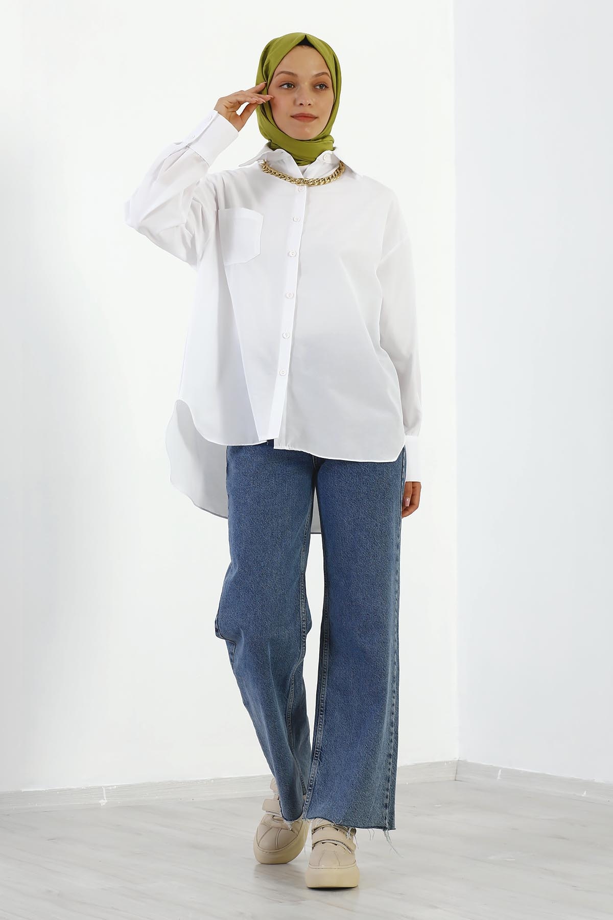 Zincirli Gömlek Tek Msr - Beyaz - 3