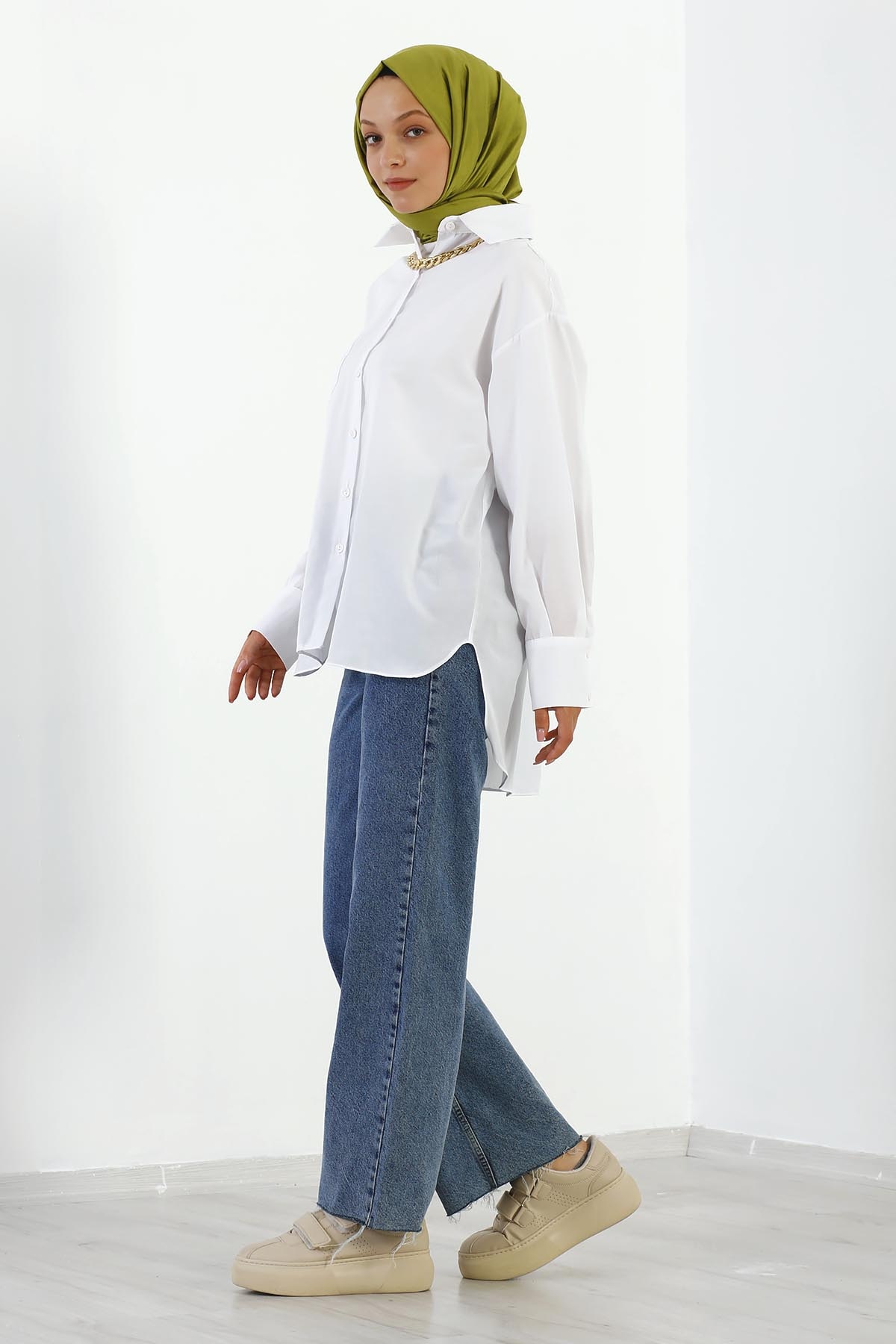 Zincirli Gömlek Tek Msr - Beyaz - 4