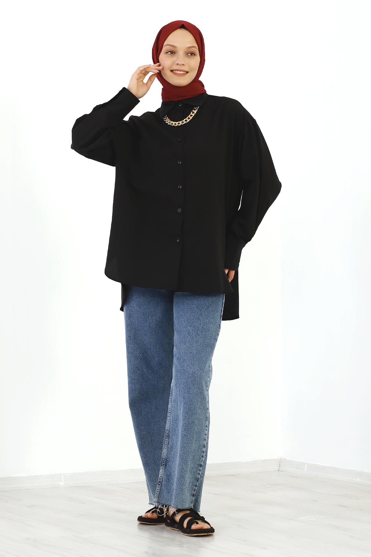 Zincirli Gömlek Tek Msr - Siyah - 1